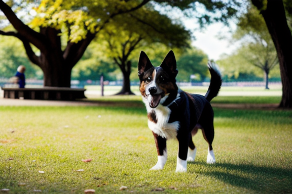 Cachorro latindo em um parque