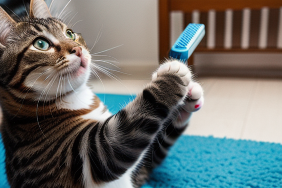 A cat being brushed