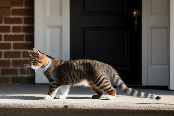 Gato com as costas arqueadas e pelos eriçados