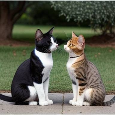 Two cats sitting together