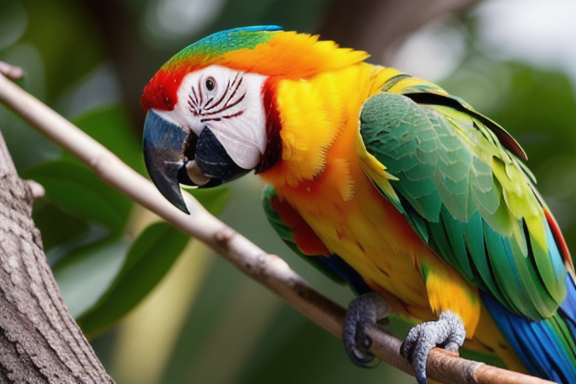 Parrot eating fresh fruit
