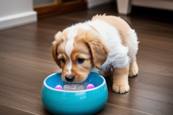 Cachorro filhote bebendo água