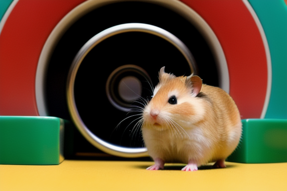 Hamster brincando com uma rodinha