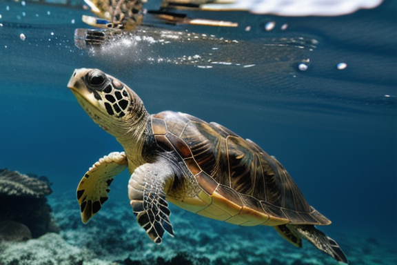 Tartaruga aquática nadando