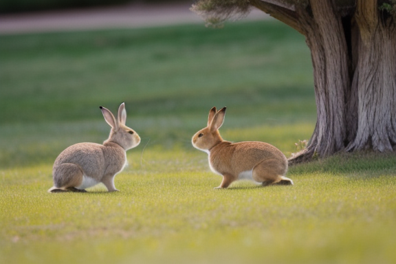 Coelhos em comportamento de cortejo
