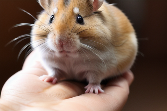 Hamster sentado na mão