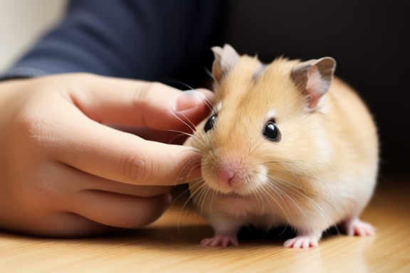Person petting a hamster