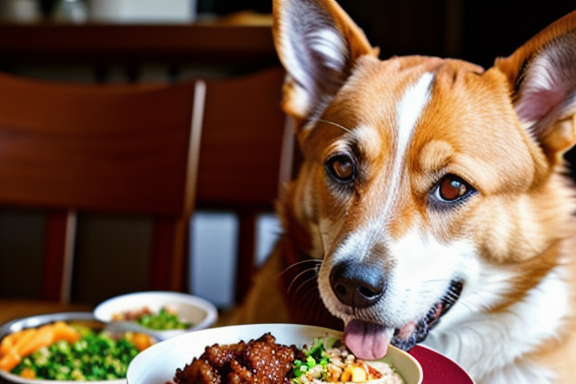A happy dog enjoying a homemade meal