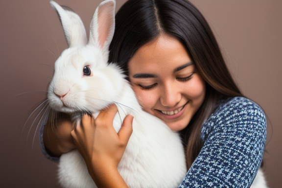 Person hugging a pet rabbit