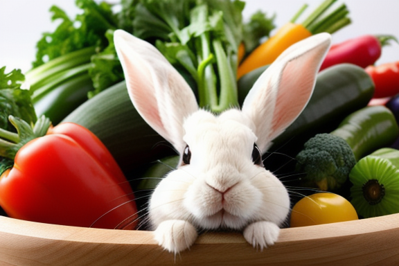 Rabbit eating vegetables