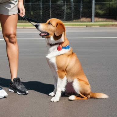 A dog being trained using positive reinforcement techniques