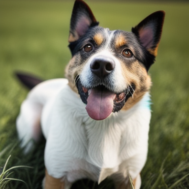 Dog sitting on grass field